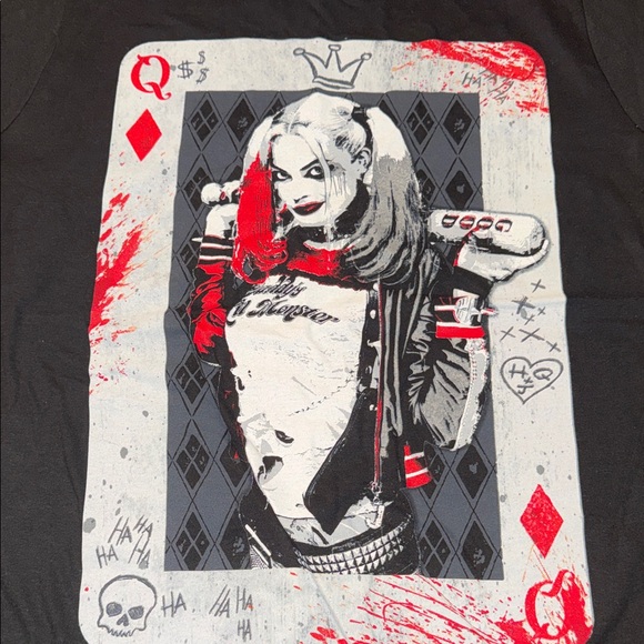 Black Graphic Tee with Playing Card Design - Picture 3 of 3